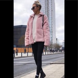 Brandy Melville Pink Willow Shearling Jacket